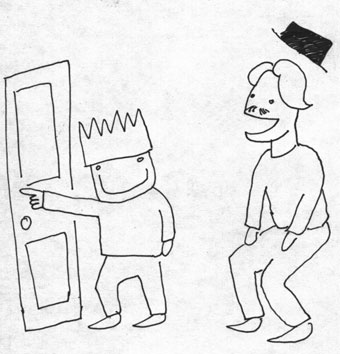 Terry's father laughed so much that his hat fell off.